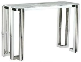 Modern ezüst acél konzolasztal márvány hatású asztallappal