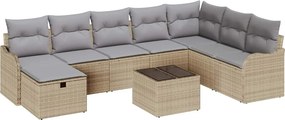 vidaXL Kanapé Szett párnával 9 pcs Beige és Világosszürke polirattan