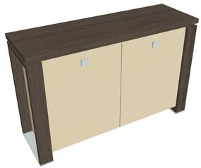 Verno+ S alacsony szekrény 140 x 46 x 90 cm, üvegajtó, antracit tölgy / vanília