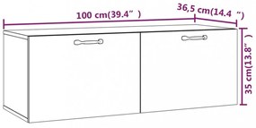 füstös tölgy színű szerelt fa faliszekrény 100 x 36,5 x 35 cm