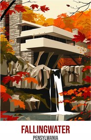 Poszter 67,5x100cm Fallingwater