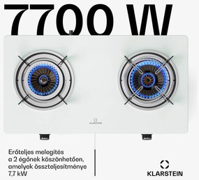 Klarstein Barzona kempingtűzhely, 2 égő, 3,4 kW & 4,3 kW, gázüzemű kettős égő, rozsdamentes acél, mobil
