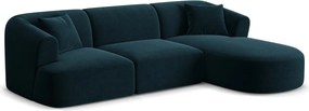 Petróleum színű bársony sarokkanapé (jobb oldali-heverő résszel) Campi – Cosmopolitan Design