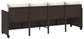 barna polyrattan napozóágy párnával