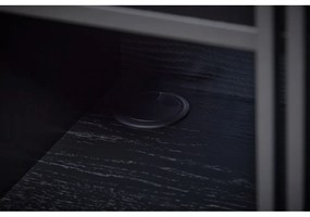 Fekete alacsony komód tölgyfa dekorral 188x75 cm Ende – Woodman