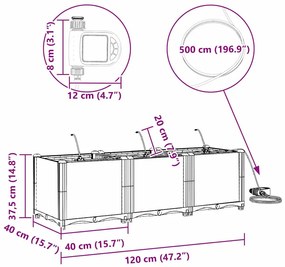Kerti ültetők Világosszürke 120 x 40 x 37.5 cm Acél