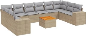 vidaXL 11 részes bézs polyrattan kerti ülőgarnitúra párnákkal