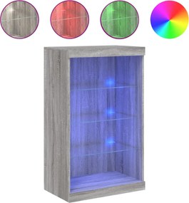 vidaXL szürke sonoma színű tálalószekrény LED-ekkel 60,5 x 37 x 100 cm