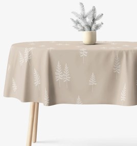 Goldea karácsonyi ovális asztalterítő erős  pamutból - északi fenyők 140 x 220 cm