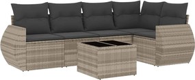 vidaXL 6 részes világosszürke polyrattan kerti ülőgarnitúra párnákkal