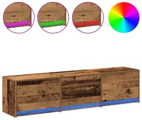 TV Szekrény LED Régi Fa 162.5x34x40 cm Műszaki Fa