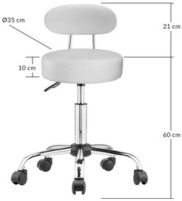 Casaria® Kerekes szék háttámlával - fehér