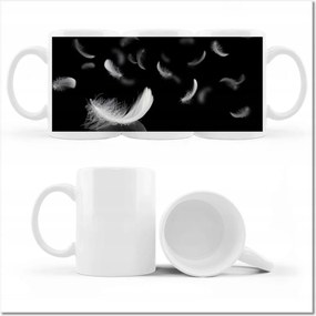 Fényképes bögre Hulló fehér tollak