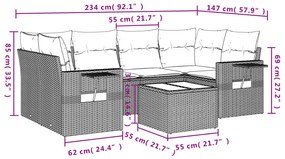 7 részes bézs polyrattan kerti ülőgarnitúra párnákkal