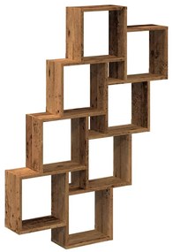 antik fa színű szerelt fa fali kocka polcok 90x15x119,5 cm