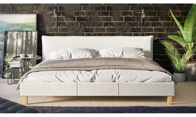 Krémszínű kárpitozott franciaágy ágyráccsal 200x200 cm Tina – Ropez