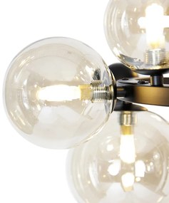 Okos függőlámpa fekete borostyánszínű üveggel, 12 izzós, 12 WiFi G9-es izzóval - David