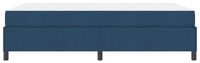 Boxrugós ágy Kék és Fekete 140 x 190 cm Textil és mérnöki fa