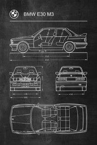 Poszter Bmw E30 M3 Retro Patent A1+ diagram