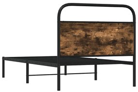 ágykeret matrac nélkül 100x200 cm füstölt tölgy fűrészelt fa