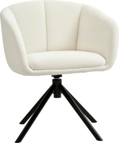 HOMCOM Karfás Fotele, Vászon Hatású, Forgós Étkezőszék, Fém Lábas Forgós Szék, Konyhai Szék, Nappaliba, Konyhába, Hálószobába, Elefántcsont | Aosom