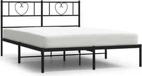 vidaXL fekete fém ágykeret fejtámlával 120 x 200 cm