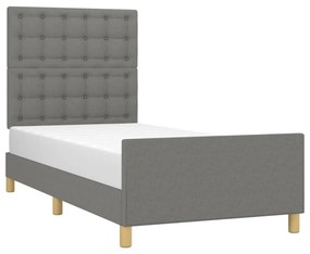 sötétszürke szövet ágykeret fejtámlával 90 x 200 cm
