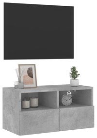 betonszürke szerelt fa fali TV-szekrény 60 x 30 x 30 cm