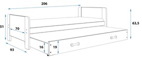 DAREK gyerekágy 90x200 cm - fehér