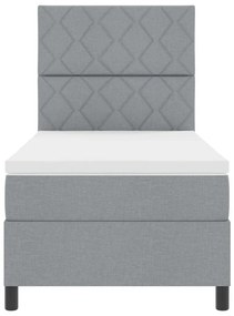 Box Spring Ágy Matraccal Világosszürke Egyszemélyes Szövet