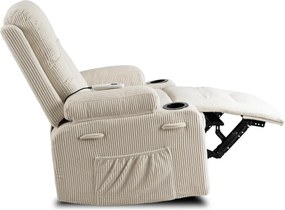 Fotel Rozkładany Masujący BOX Beżowy Sztruksowy