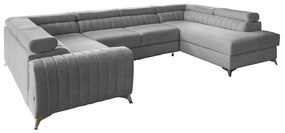 Világosszürke kinyitható-tárolóhelyes sarokkanapé (jobb oldali-U alakú) Louis – ELTAP