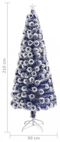 fehér és kék száloptikás megvilágított műkarácsonyfa 210 cm