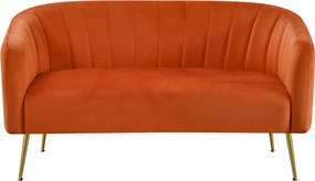 Design kétszemélyes kanapé, terrakotta Velvet szövet/gold króm-arany, BAGY