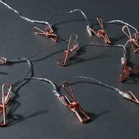 CLIP COUTURE égősor USB kábellel, rozéarany csipeszek 10 LED égő