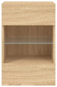 2 db sonoma tölgy színű fali szekrények LED világítással TV-hez 40x30x60,5 cm