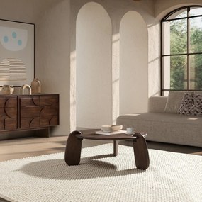 Sötétbarna mangófa kerek dohányzóasztal ø 80 cm Tamira – MOME