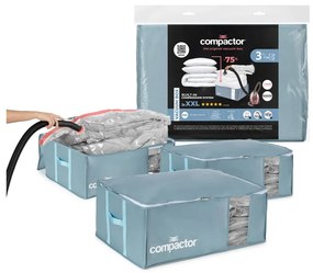 Vákuumos műanyag ruhatároló doboz szett 3 db-os 65x45x27 cm Blue Edition – Compactor