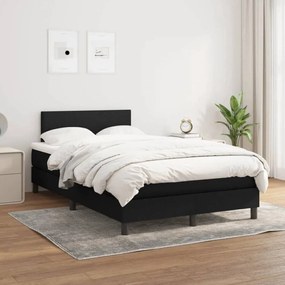Fekete szövet rugós ágy matraccal 120 x 200 cm