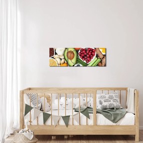 Kép - Egészséges ételek (órával) (90x30 cm)