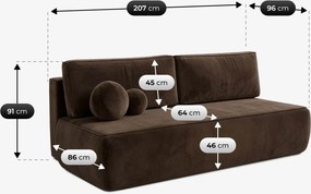 ARVETO ágyazható kanapé barna velúr kárpittal