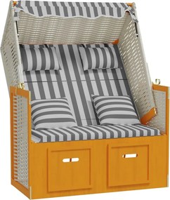 vidaXL fehér és szürke polyrattan és tömör fa strandszék párnákkal