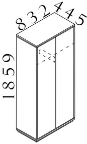 Creator magas gardrób 83,2 x 44,5 x 185,9 cm, antracit / fehér