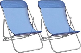 vidaXL 2 db kék textilén és porszórt acél összecsukható strandszék