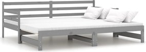 vidaXL szürke tömör fenyőfa kihúzható kanapéágy 2 x (90 x 200) cm