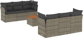 vidaXL 7 részes szürke polyrattan kerti ülőgarnitúra párnákkal