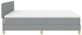 Box Spring Ágy Matrac &amp; LED Világítással Szürke 200x200 cm Szövet