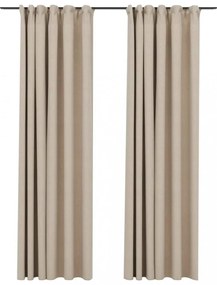 vidaXL 2 db bézs vászonhatású sötétítőfüggöny kampókkal 140 x 225 cm