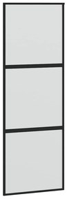Fekete edzett üveg tolóajtó fémszerelék szettel 90x205 cm