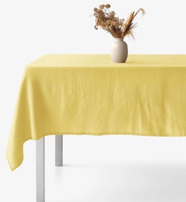 Goldea lenvászon keveréket tartalmazó szögletes terítő - sárga 100 x 100 cm
